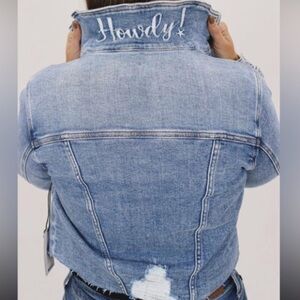 Judy Blue Jean Jacket Distressed Embroidered